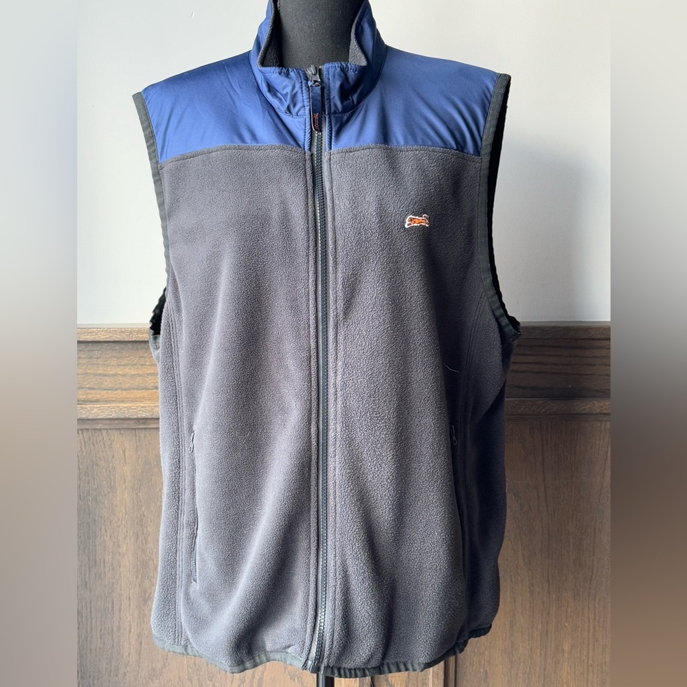 Le Tigre blue and gray Cabincore fleece vest size large